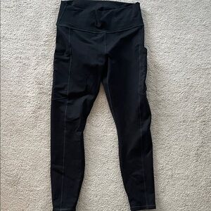 Black High-Waist Leggings with Mesh Side Pockets